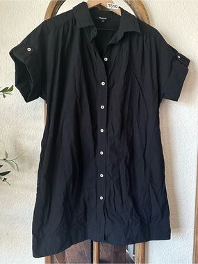 Madewell Black Short Sleeve Button Front Popover Tunic Shirt Size Small